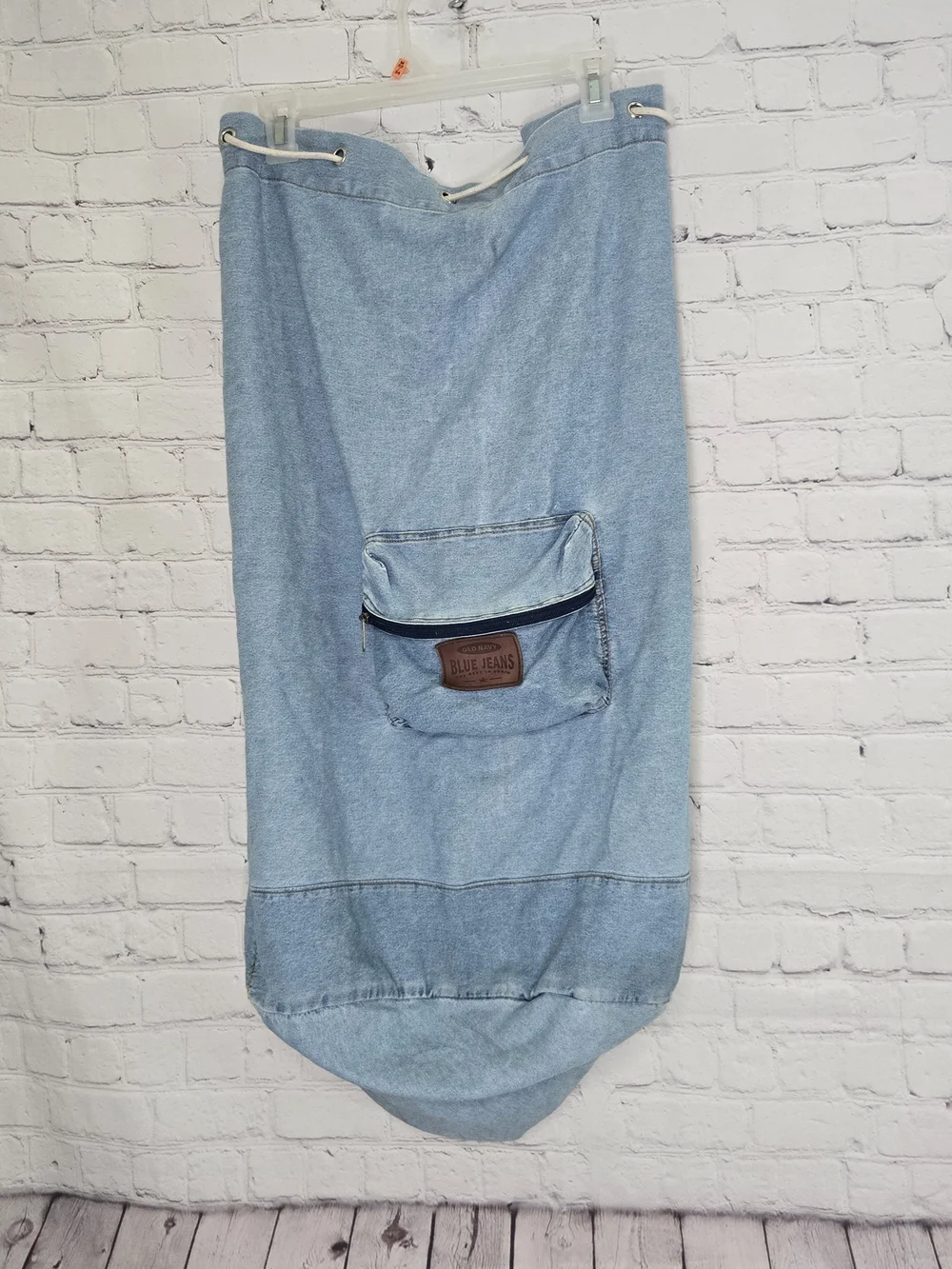 Vintage 90s Y2K Old Navy denim large draw string laundry bag sack.